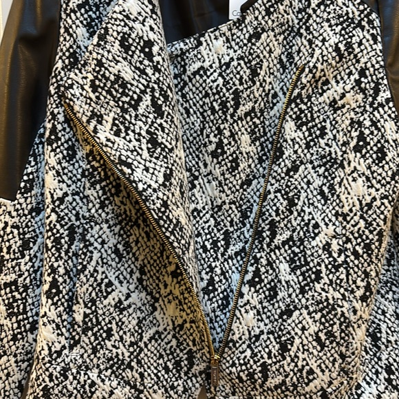 Calvin Klein faux Leather and Snake Print Moto Style Jacket - Picture 4 of 10